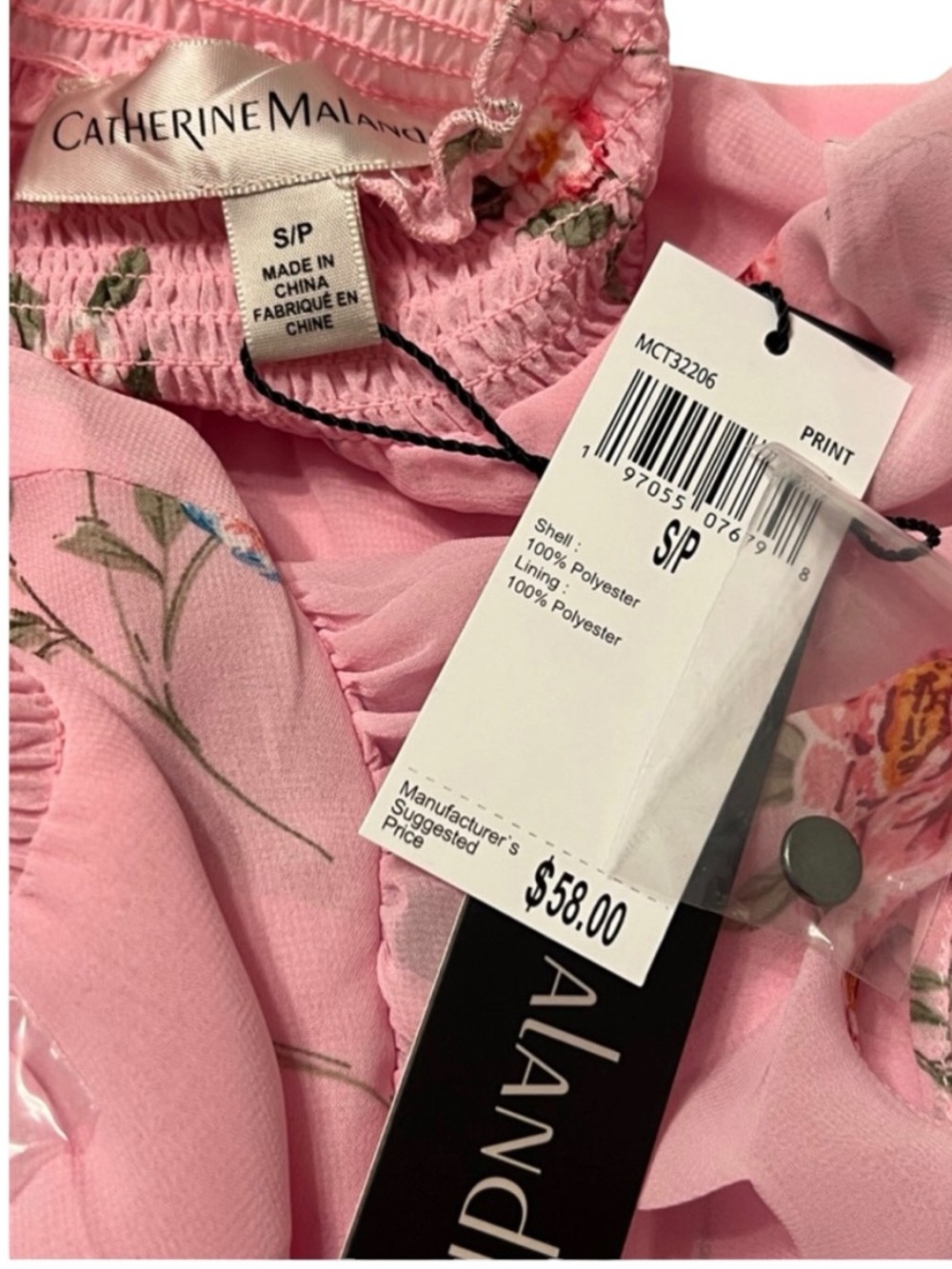 Catherine Malandrino Blouse S Pink Floral - Picture 6 of 6